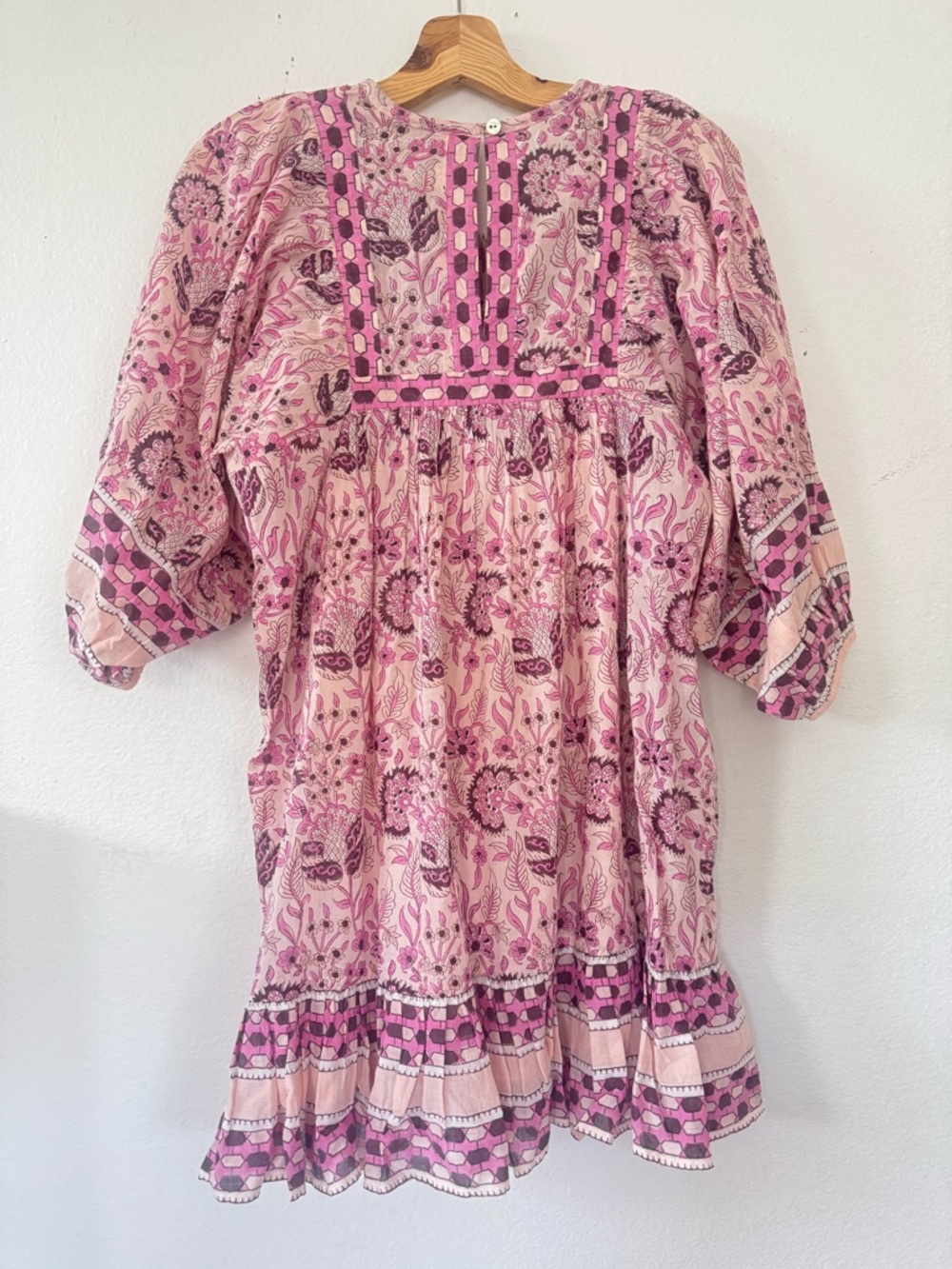 NWT CLEOBELLA Magdalena Vintage Rose Pink Mini Dress Size Small Organic Cotton - Picture 6 of 8